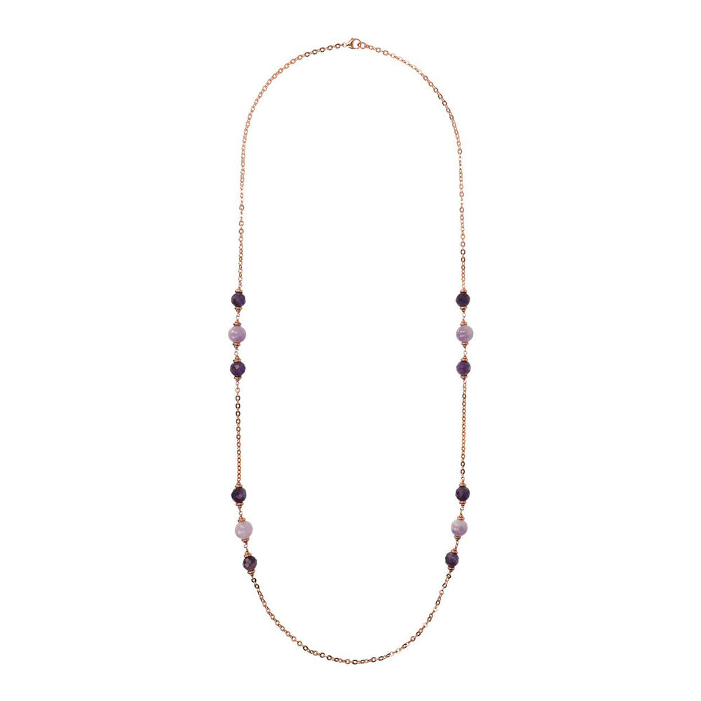Collana Bronzallure Rolo Rondelle e Sfere Ametista Viola WSBZ02173.AM