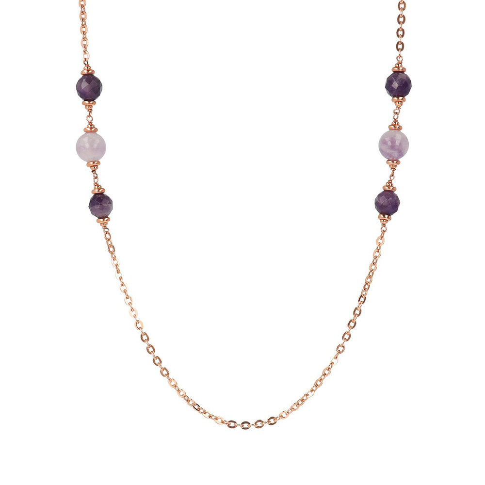 Collana Bronzallure Rolo Rondelle e Sfere Ametista Viola WSBZ02173.AM
