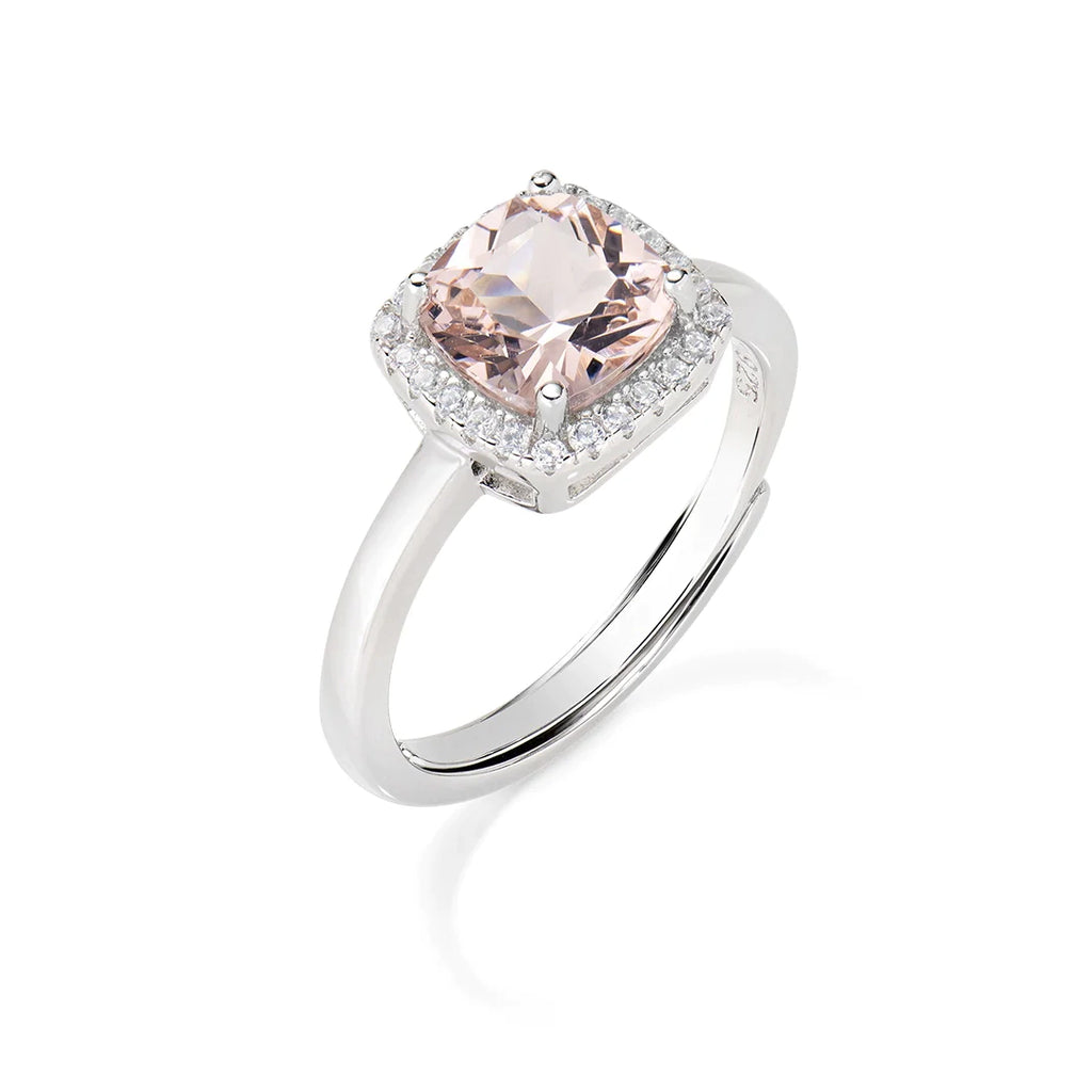 Anello Amen Lady Regolabile con Morganite Taglio Radiant Argento 925 RQUABBMOZ2