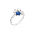 Anello Amen Quadricuore Argento 925  Rodio e Zirconi Bianchi e Blu RQUBBL-14