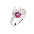 Anello Amen Quadricuore Rodio e Zirconi Bianchi e Rubino Argento 925 RQUBR-16