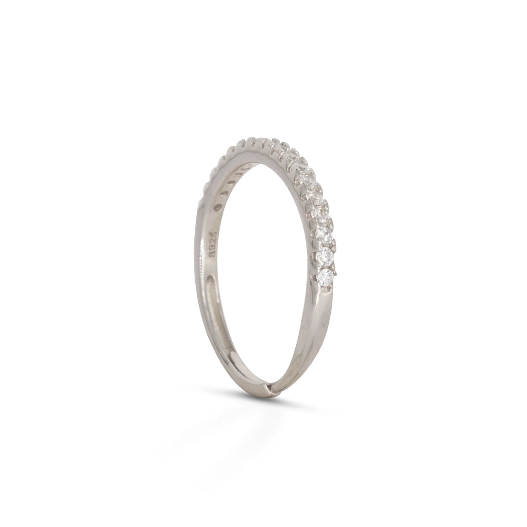 Anello Dilvdò Half Eternity Argento Zirconi Bianchi