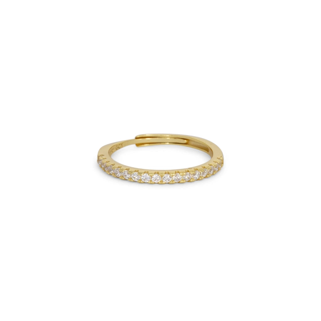 Anello Dilvdò Half Eternity Dorato Zirconi Bianchi