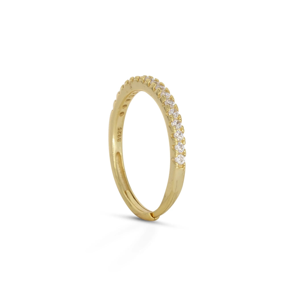Anello Dilvdò Half Eternity Dorato Zirconi Bianchi