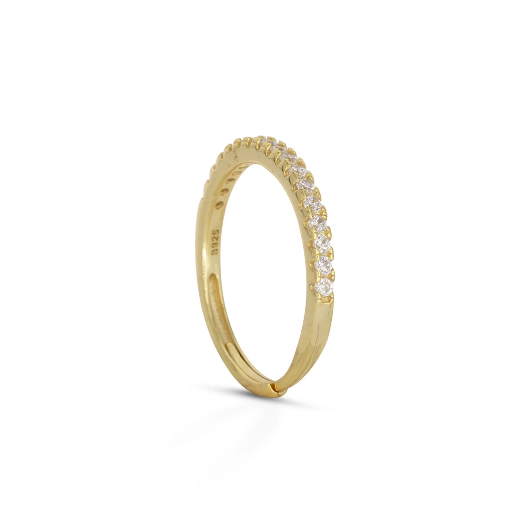 Anello Dilvdò Half Eternity Dorato Zirconi Bianchi