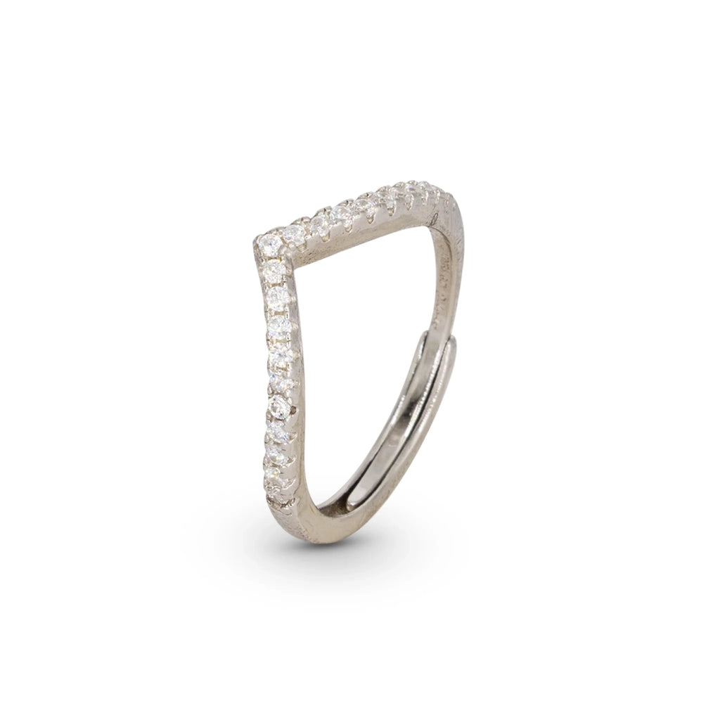 Anello Dilvdò V Argento Zirconi Bianchi