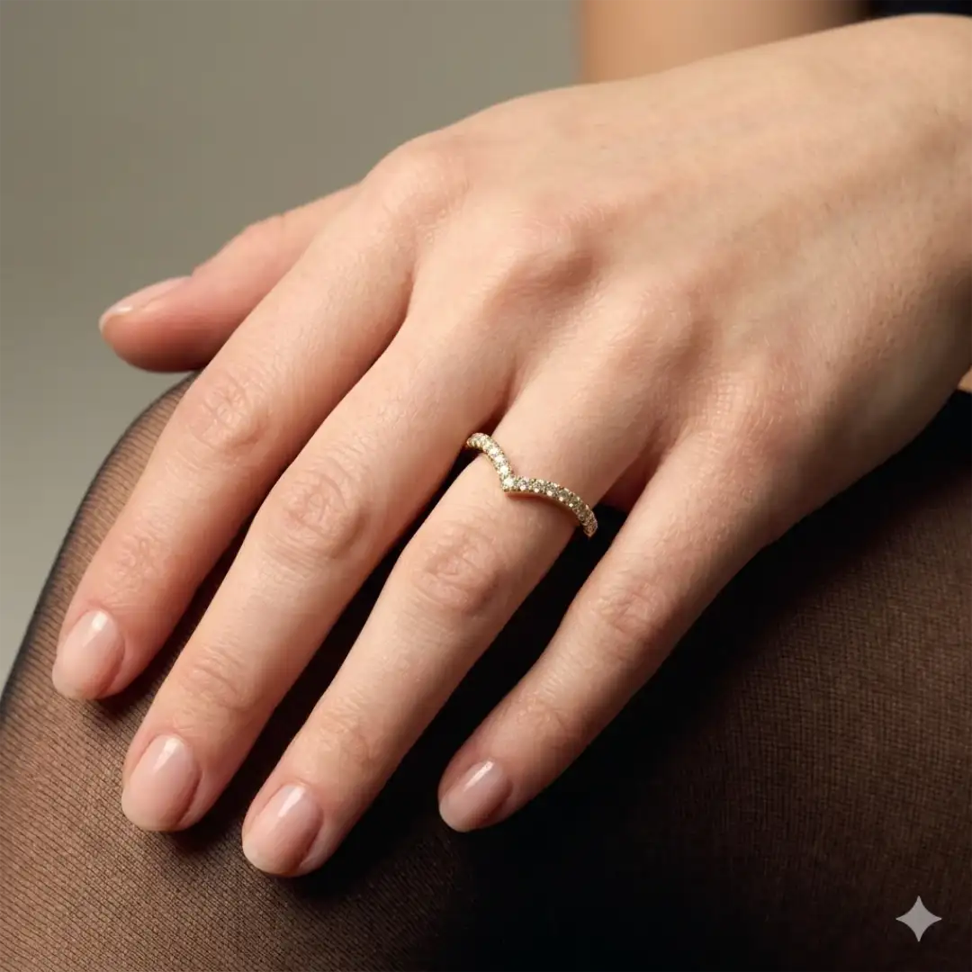 Anello Dilvdò V Dorato Zirconi Bianchi