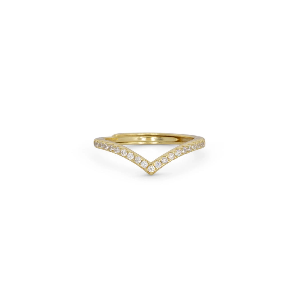Anello Dilvdò V Dorato Zirconi Bianchi