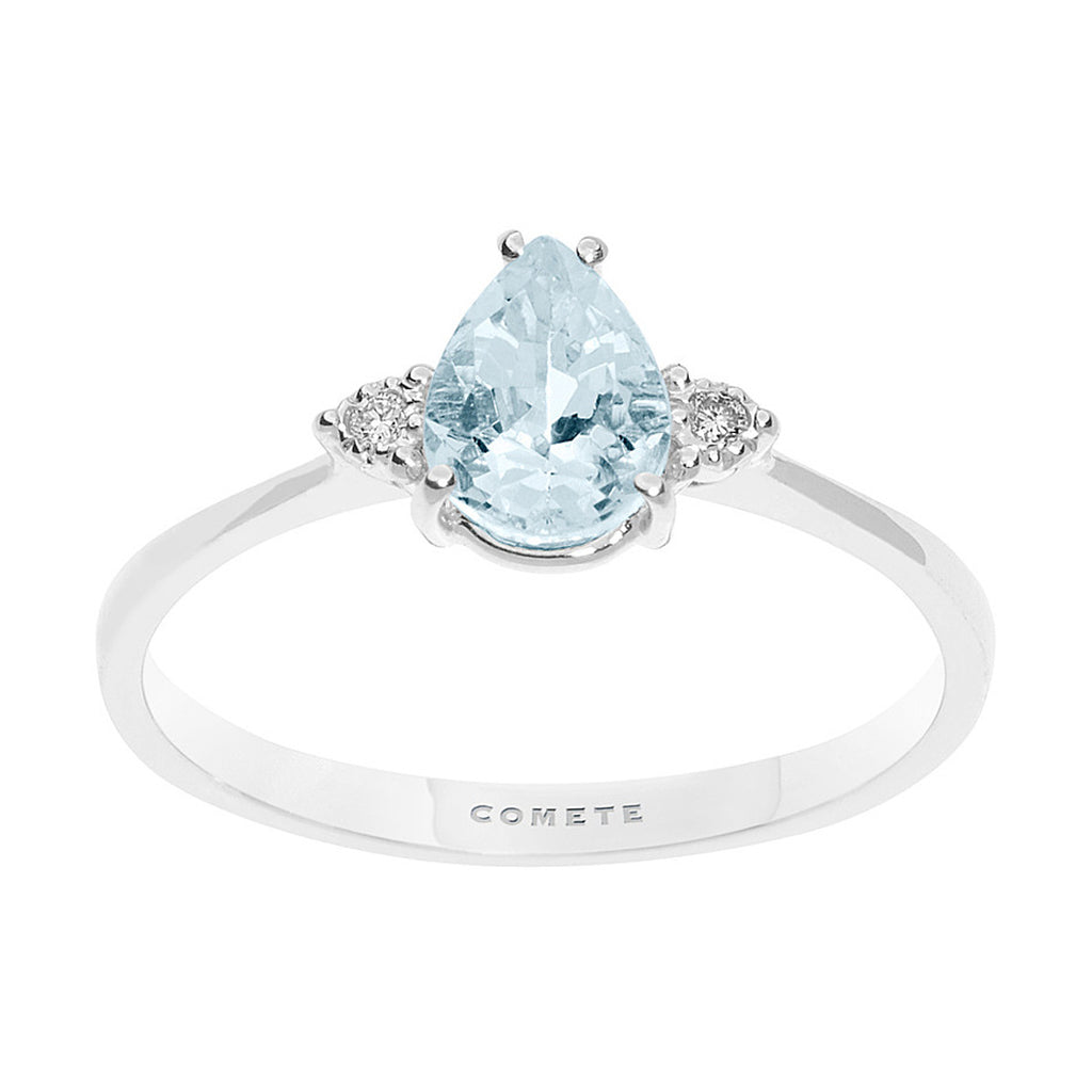 Anello da Donna Comete Gioielli Oro Bianco 750‰ con Diamante e Acquamarina ANQ 307