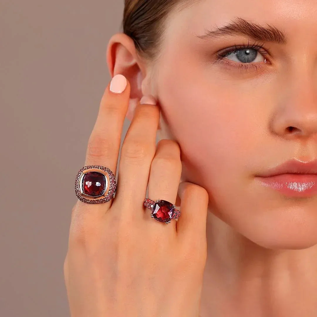 Anello Gioiello Cocktail Bronzallure Lega Golden Rosè Prisma Gem e Pavè Bordeaux WSBZ02179.BRD-16