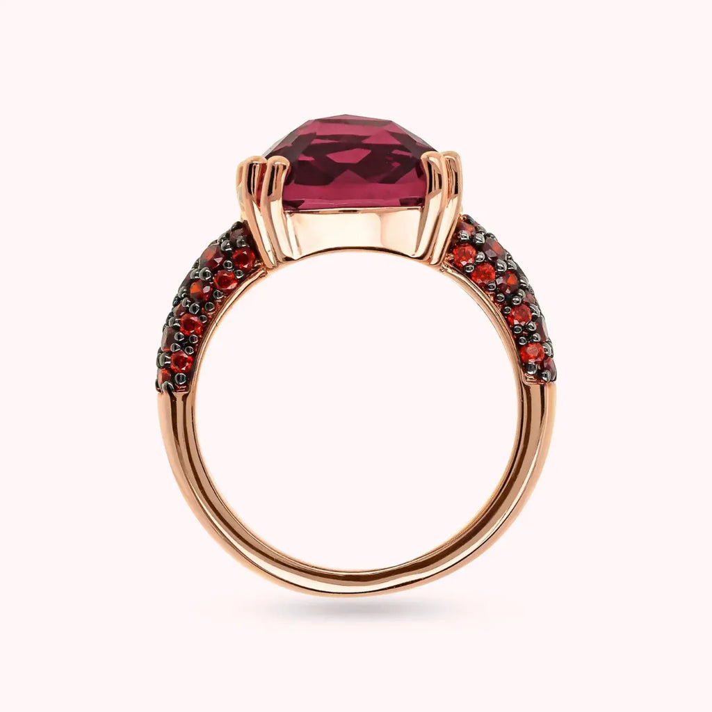 Anello Gioiello Cocktail Bronzallure Lega Golden Rosè Prisma Gem e Pavè Bordeaux WSBZ02179.BRD-16
