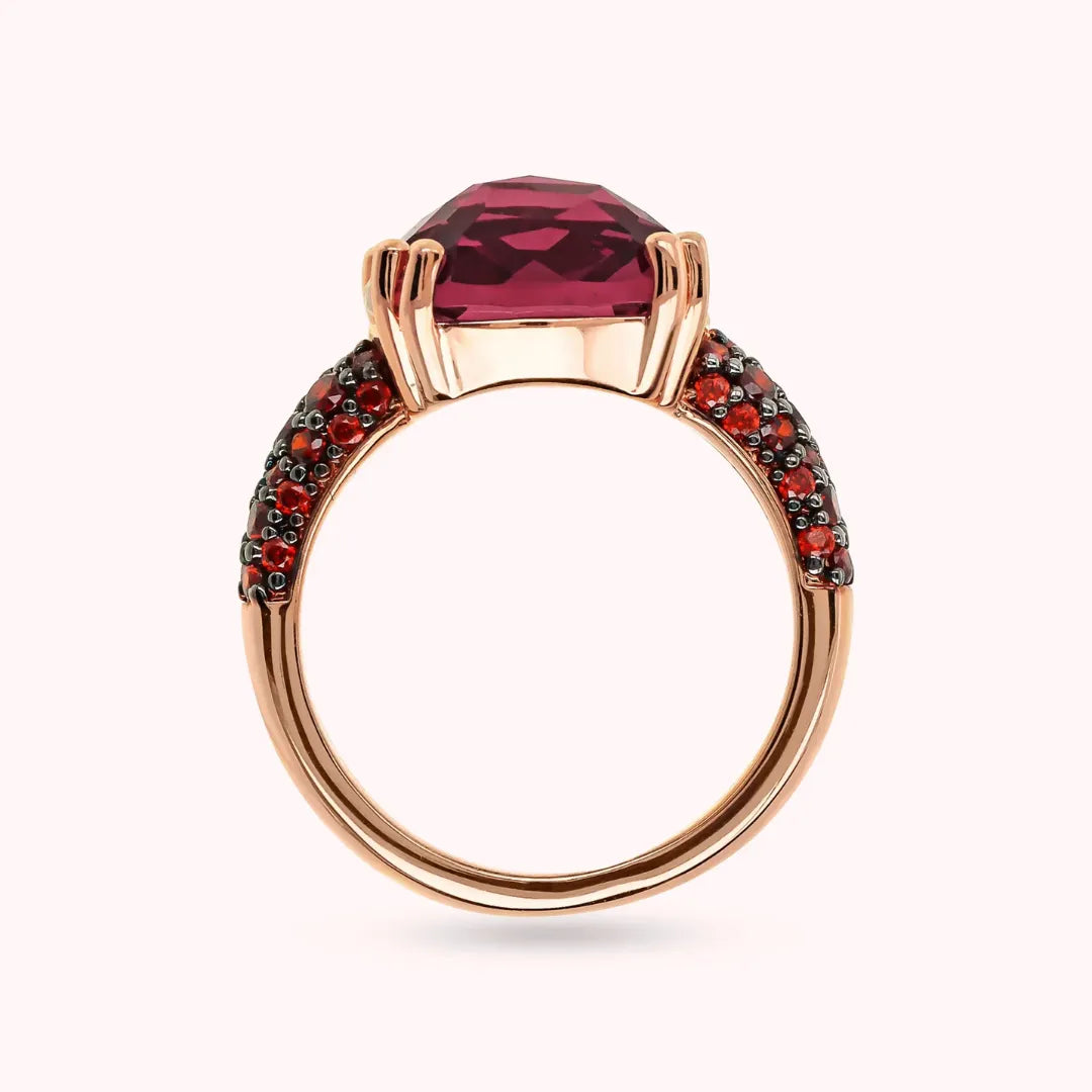 Anello Gioiello Cocktail Bronzallure Lega Golden Rosè Prisma Gem e Pavè Bordeaux WSBZ02179.BRD-16