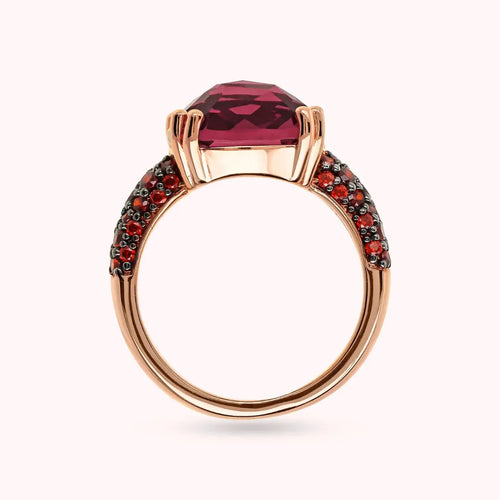 Anello Gioiello Cocktail Bronzallure Lega Golden Rosè Prisma Gem e Pavè Bordeaux WSBZ02179.BRD-16