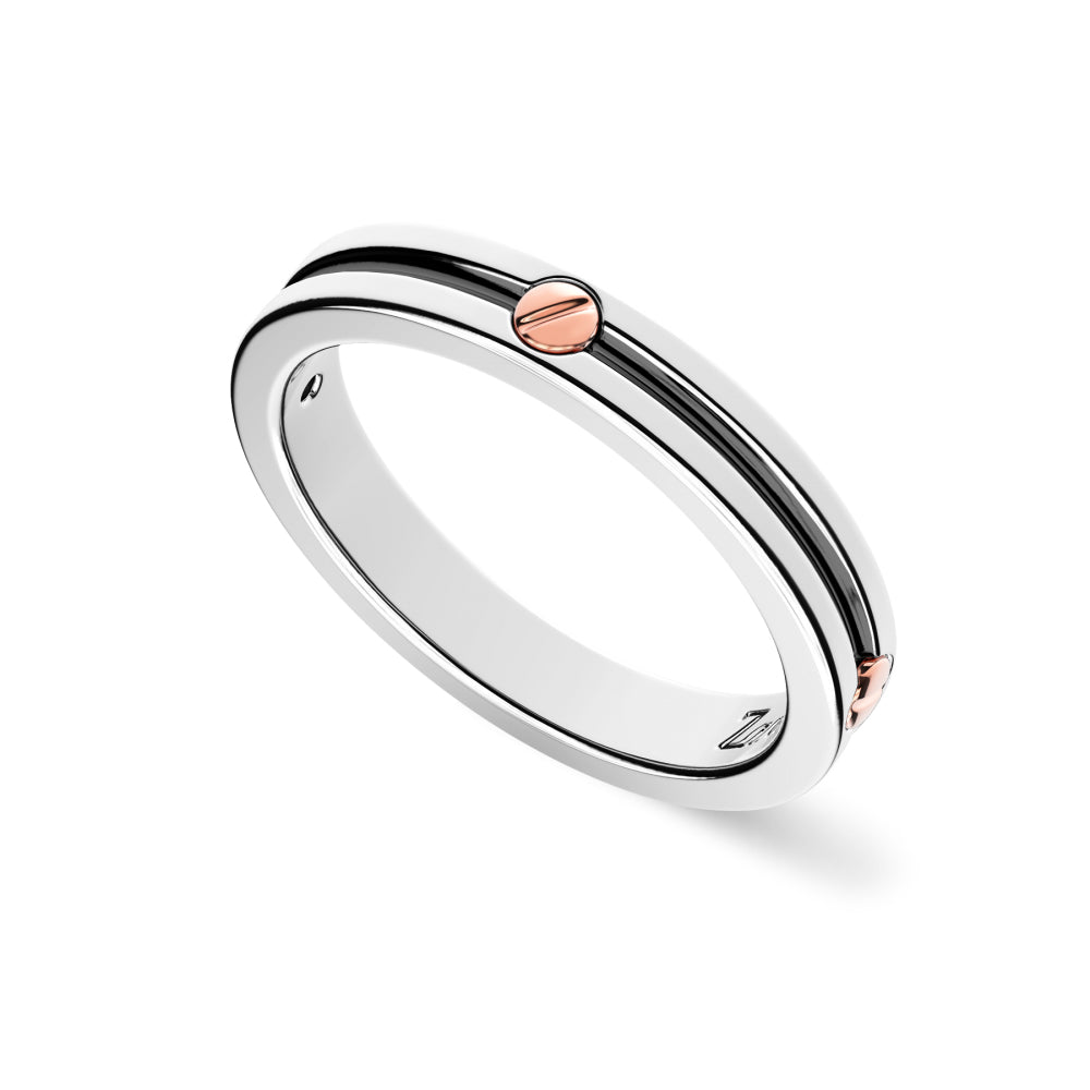 Anello Fede Argento 925‰ Oro Rosa 750‰ Zancan ESA009R