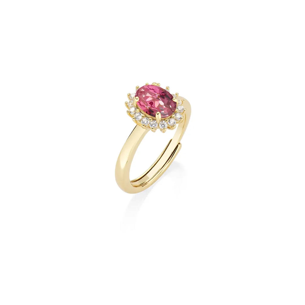 Anello Mini Royal Lady Dorato Zircone Rosso Ciliegia in Argento ANLDPGBCI2