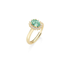 Anello Mini Royal Lady Dorato Zircone Verde Acqua in Argento ANLDPGBVA3