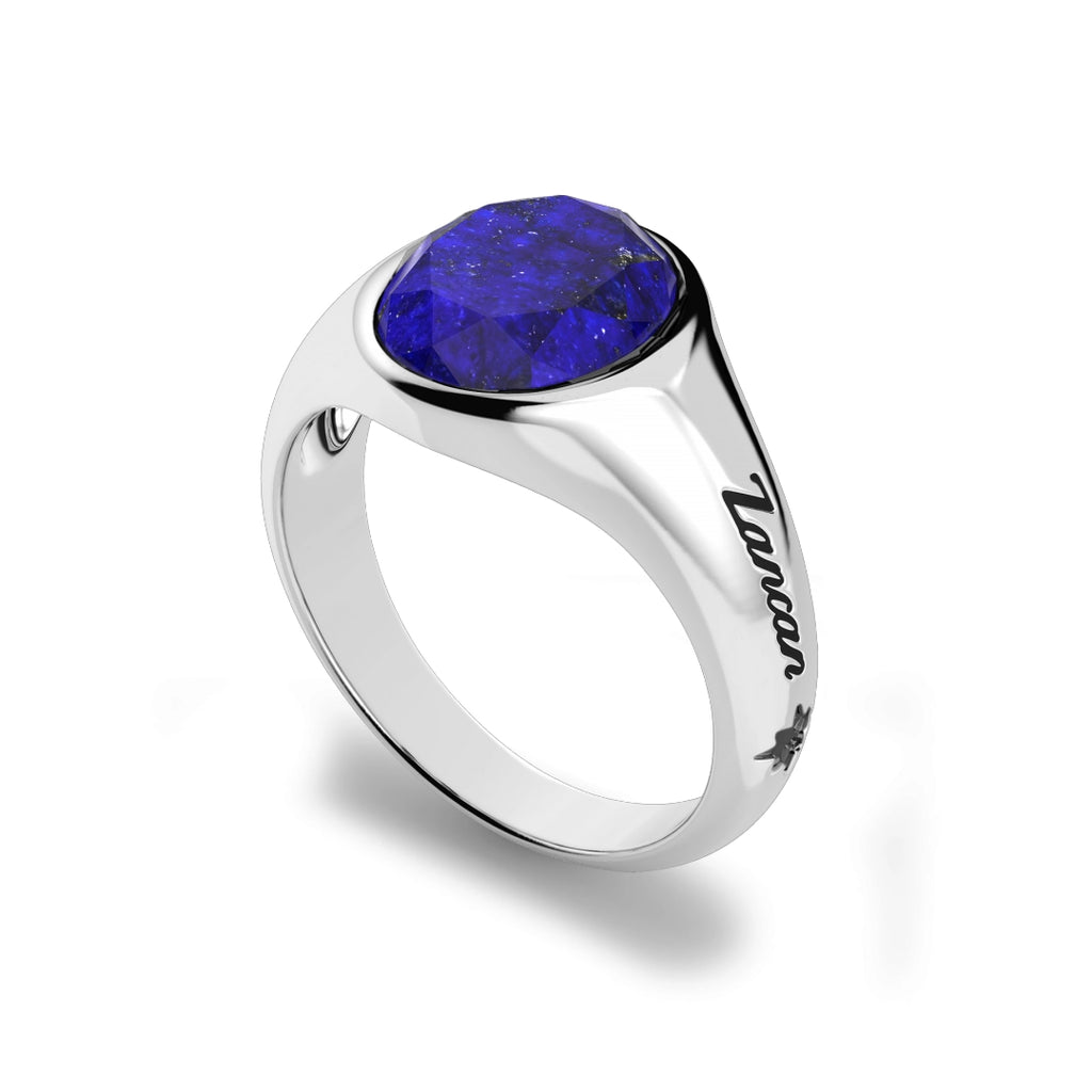 Anello Chavlier Argento 925‰ Pietra Blu Lapis Zancan EXA238