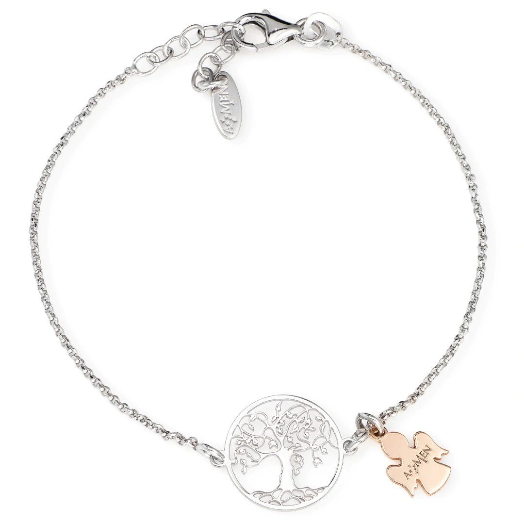 Bracciale Amen Albero della Vita con Angelo Argento 925 BRALABR3