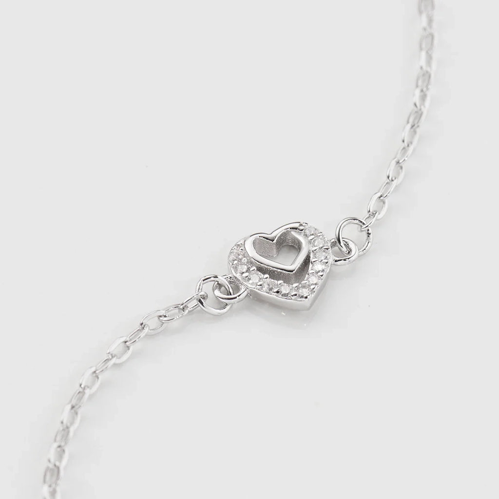 Bracciale Amen Due Cuori con Zirconi Bianchi Argento 925 BRCBBZ3