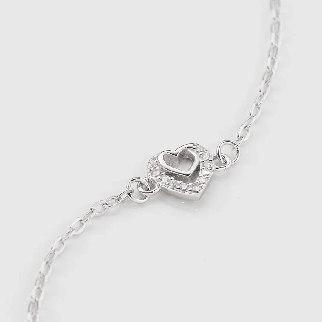 Bracciale Amen Due Cuori con Zirconi Bianchi Argento 925 BRCBBZ3