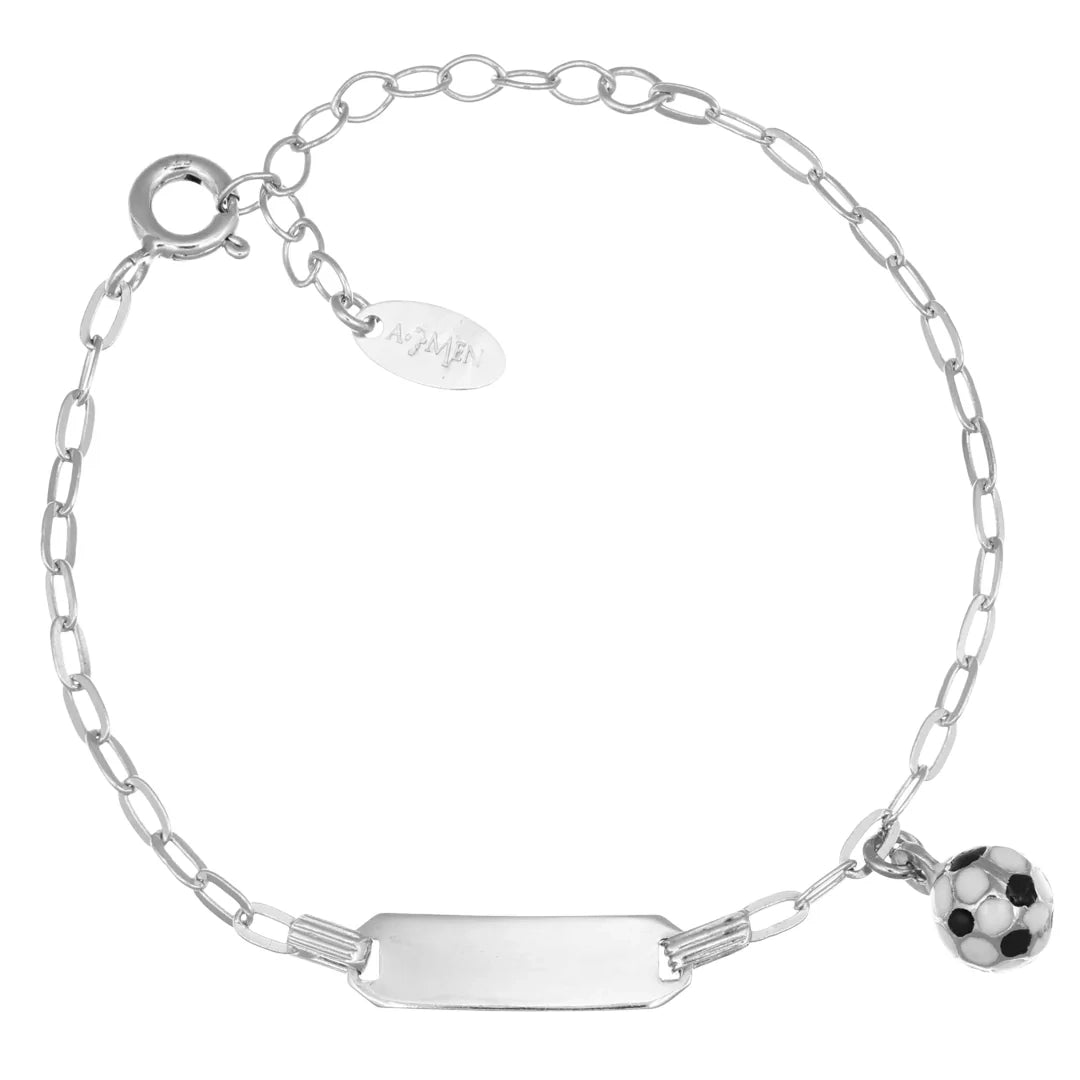 Bracciale Amen Junior Personalizzabile con Pallone Argento 925 Rodio BRJTAPAB