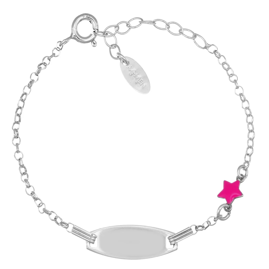 Bracciale Amen Junior Personalizzabile con Stella Fucsia Argento 925 BRJTASTB