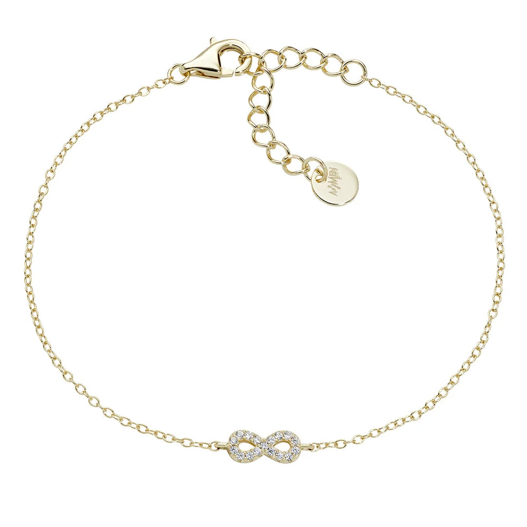 Bracciale Amen Mini Infinito Pavé Argento 925 Dorato BRINPGBZ3