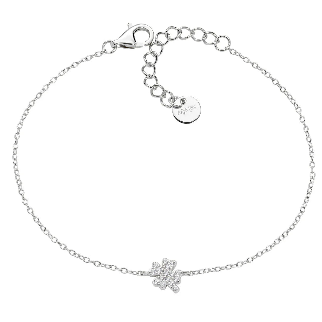 Bracciale Amen Mini Quadrifoglio Pavé Argento 925 BRQUPBBZ3