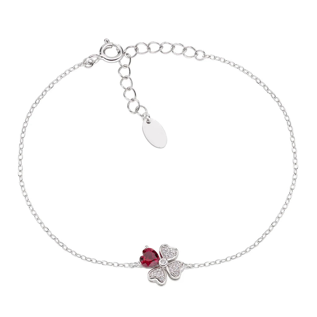 Bracciale Amen Quadricuore in Argento 925 con Zirconi Bianchi e Rossi BRQUBR