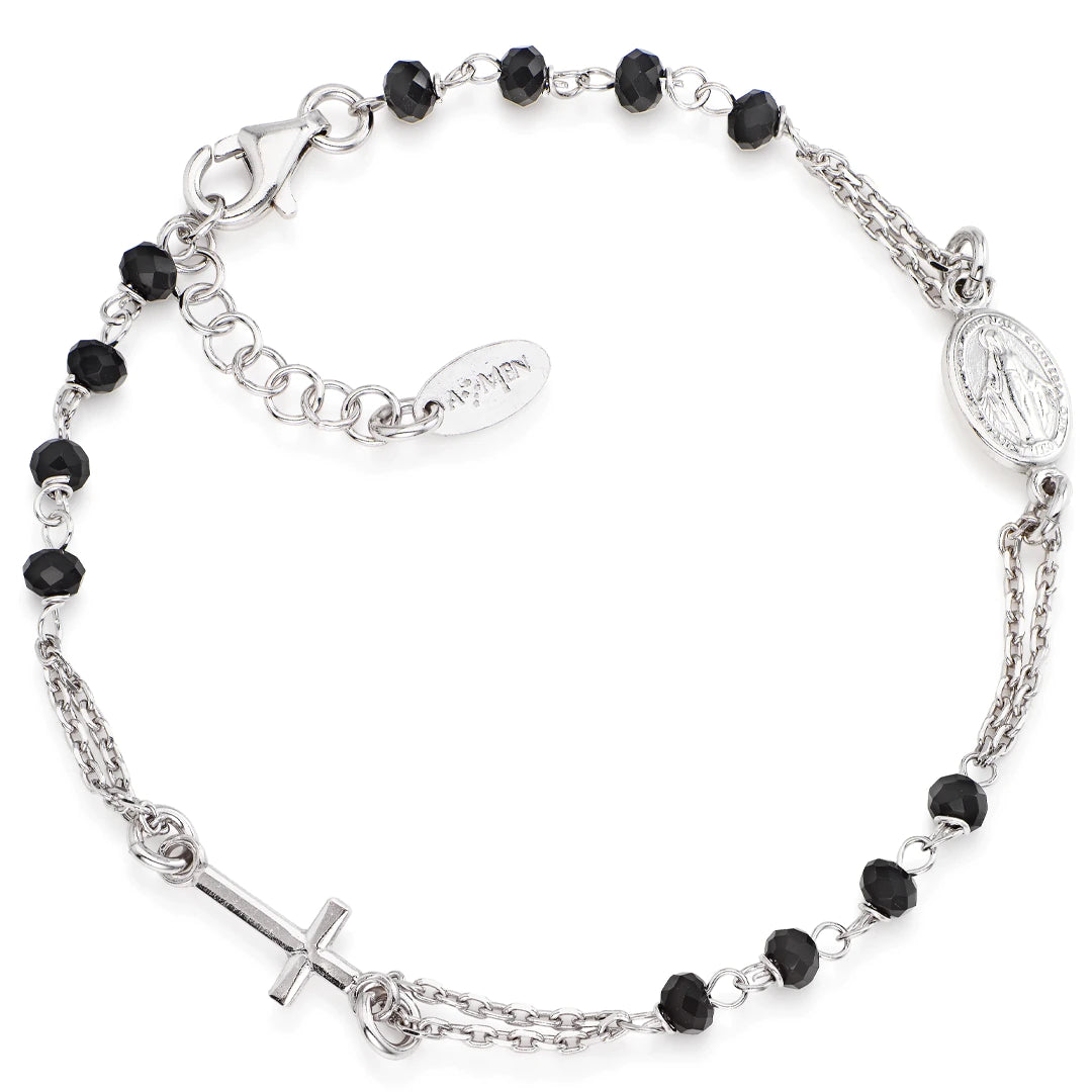 Bracciale Amen Rosario Argento 925 con Cristalli Neri BROBN3