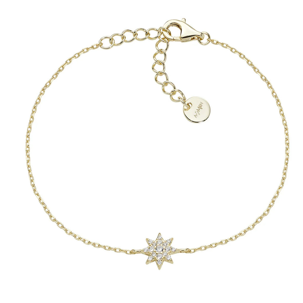 Bracciale Amen Stella Piccola Pavé Argento 925 Dorato BRSOPGBZ3