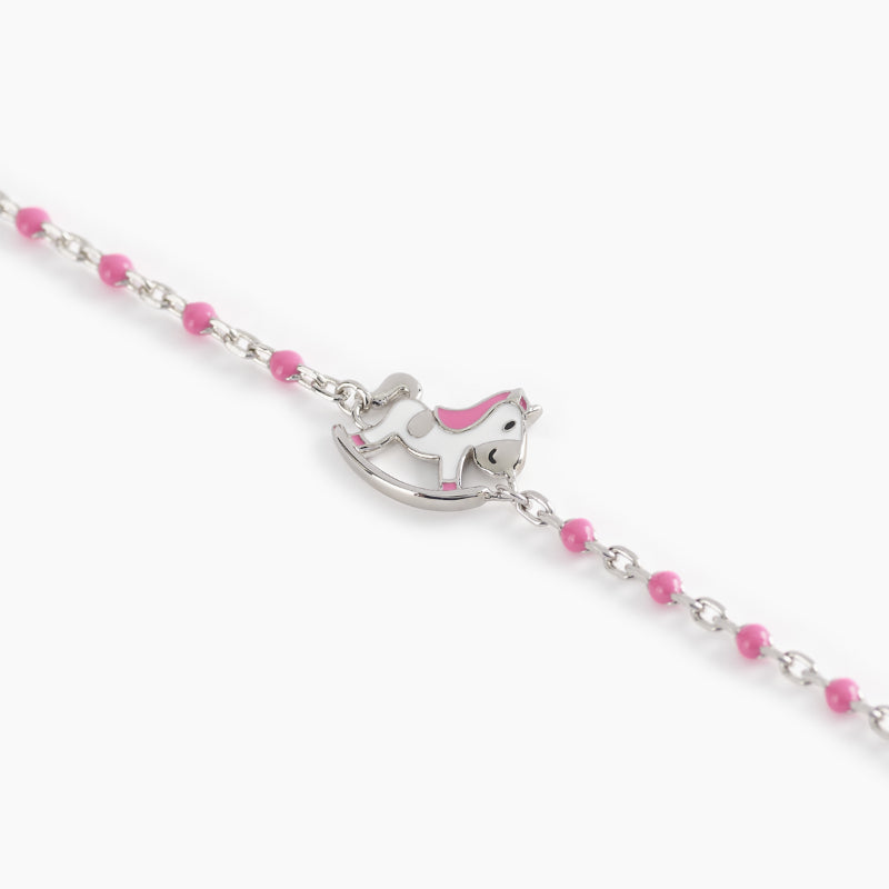 Bracciale Gioiello Bambino Cavalluccio E Inserti Rosa Argento 925‰ Mabina Gioielli 533492