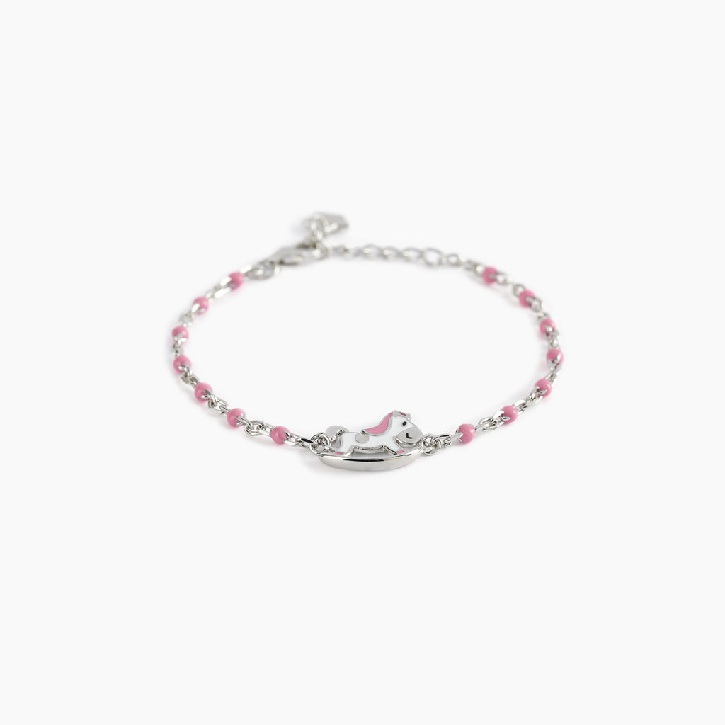Bracciale Gioiello Bambino Cavalluccio E Inserti Rosa Argento 925‰ Mabina Gioielli 533492
