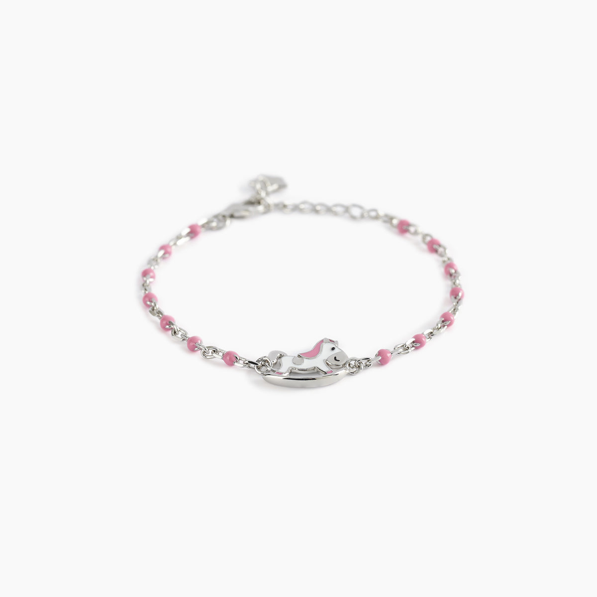 Bracciale Gioiello Bambino Cavalluccio E Inserti Rosa Argento 925‰ Mabina Gioielli 533492