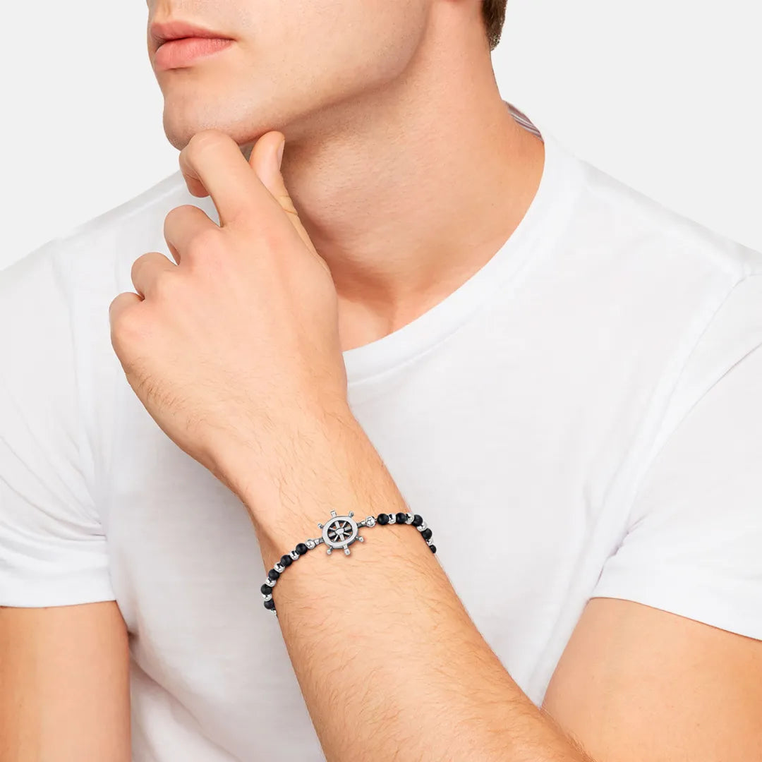 Bracciale Black Onyx In Acciaio E Onice Nera  TJ2408