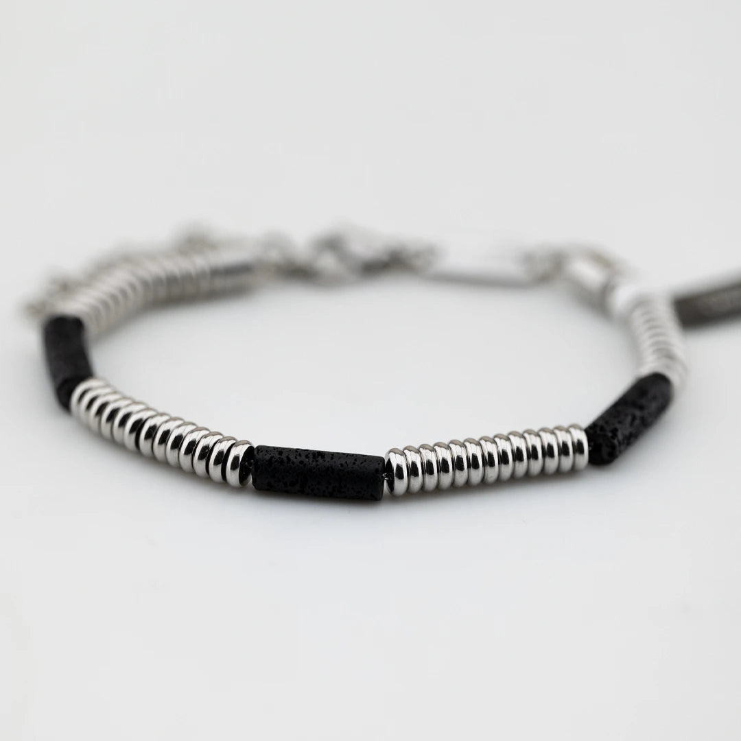 Bracciale Breil Fusion Acciaio e Lava Nera TJ3875