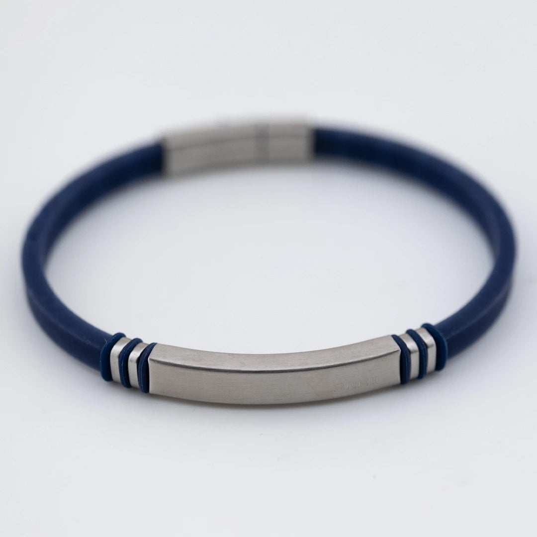 Bracciale Breil Light Cuff Wild Acciaio e Silicone Blu TJ3820