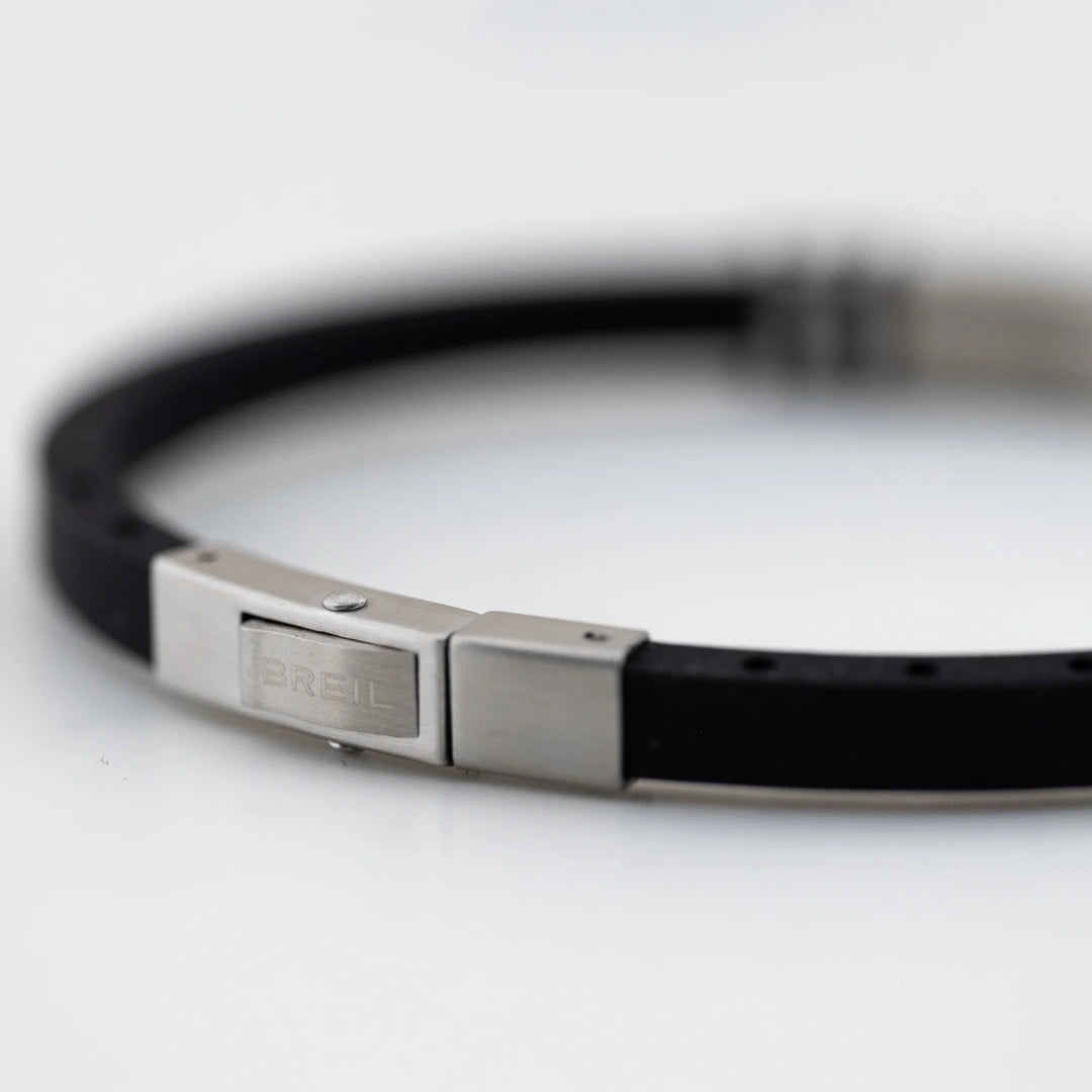 Bracciale Breil Light Cuff Wild Acciaio e Silicone Nero TJ3819