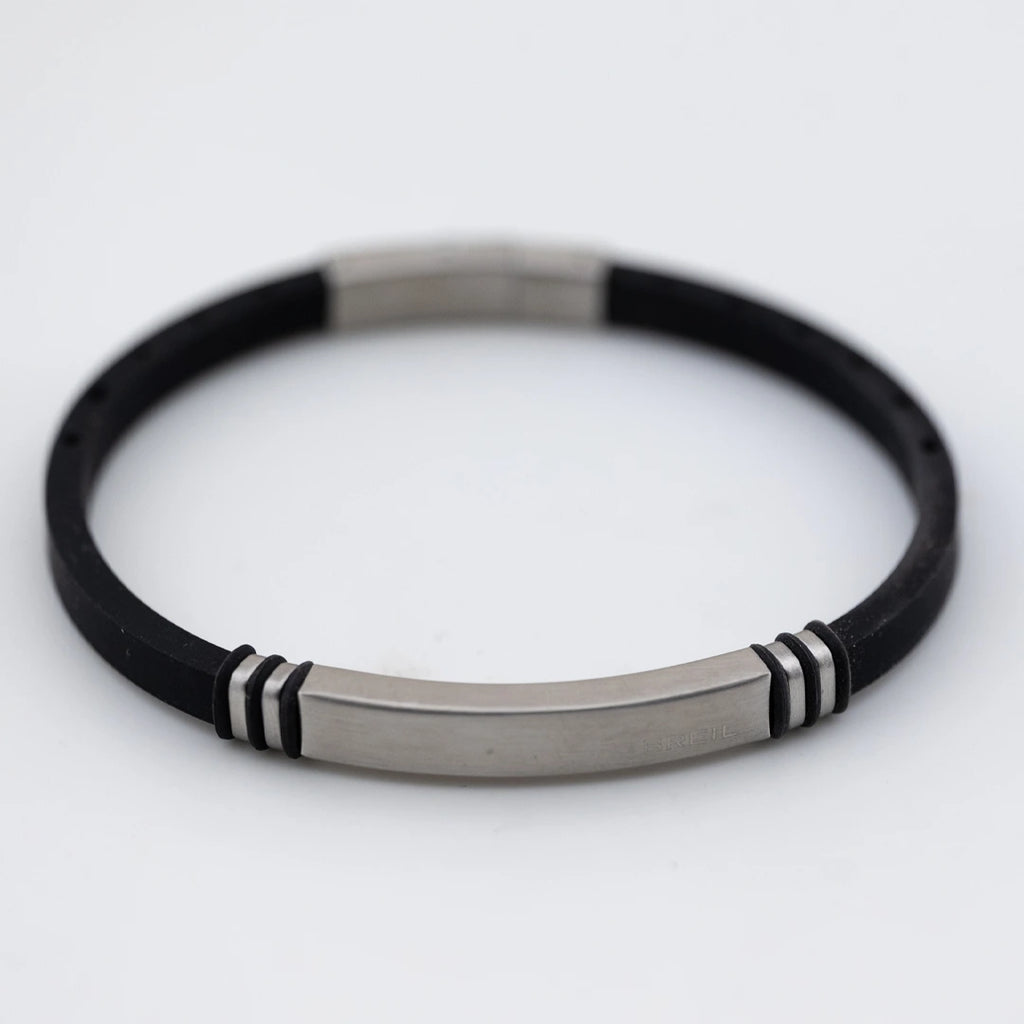 Bracciale Breil Light Cuff Wild Acciaio e Silicone Nero TJ3819