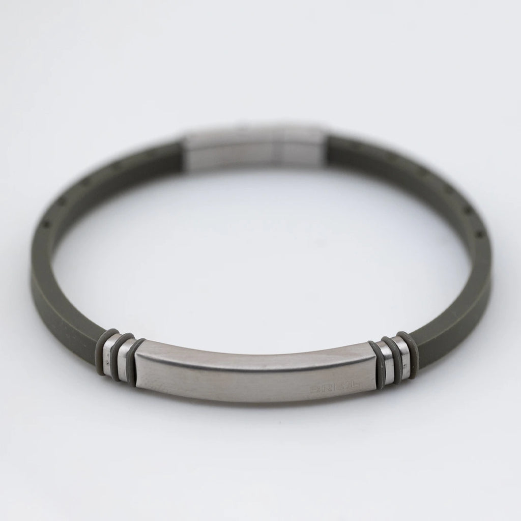 Bracciale Breil Light Cuff Wild Acciaio e Silicone Verde TJ3821