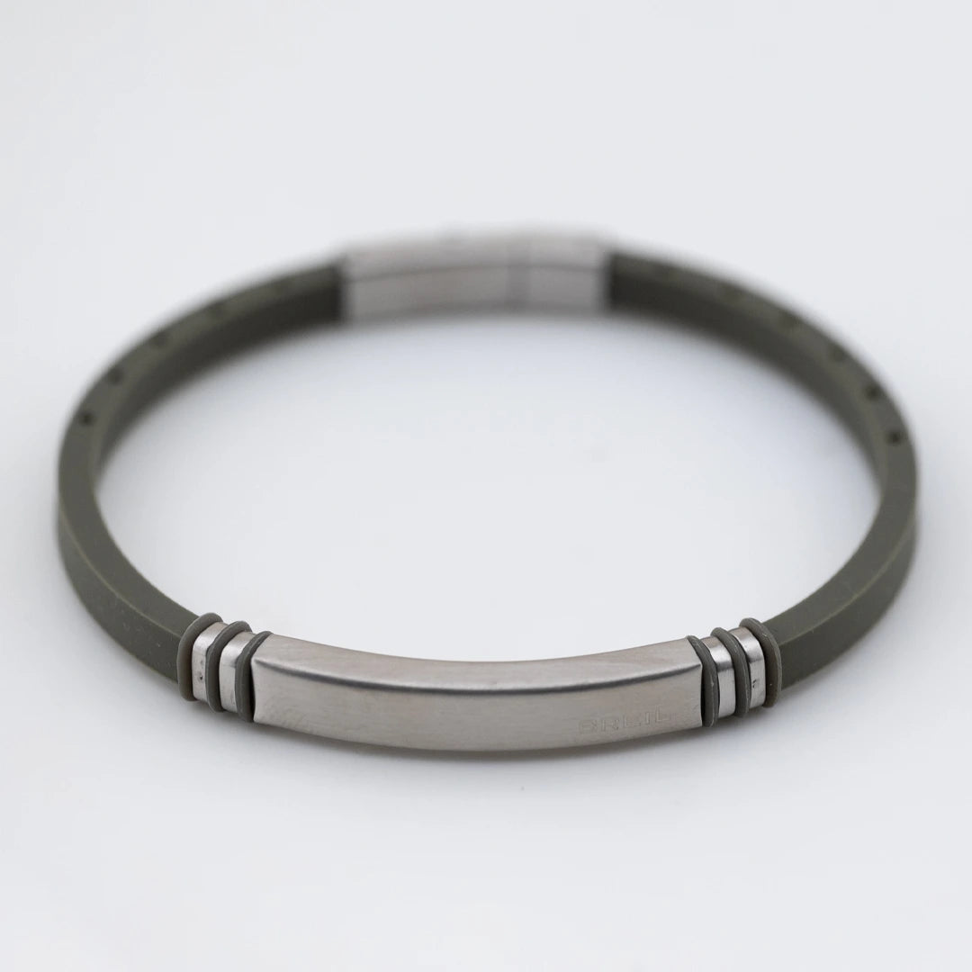 Bracciale Breil Light Cuff Wild Acciaio e Silicone Verde TJ3821