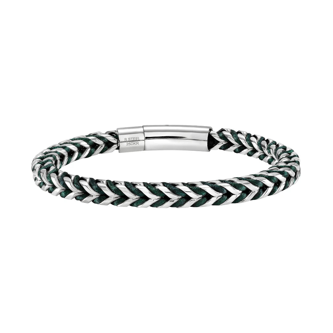 Bracciale Breil Shackle Argentato e Nero Misura 18 TJ4128
