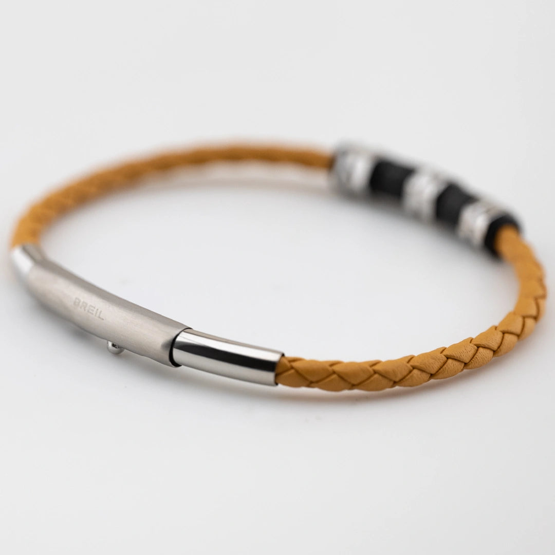 Bracciale Breil Wanderlust Acciaio, Silicone e Pelle Gialla TJ3796