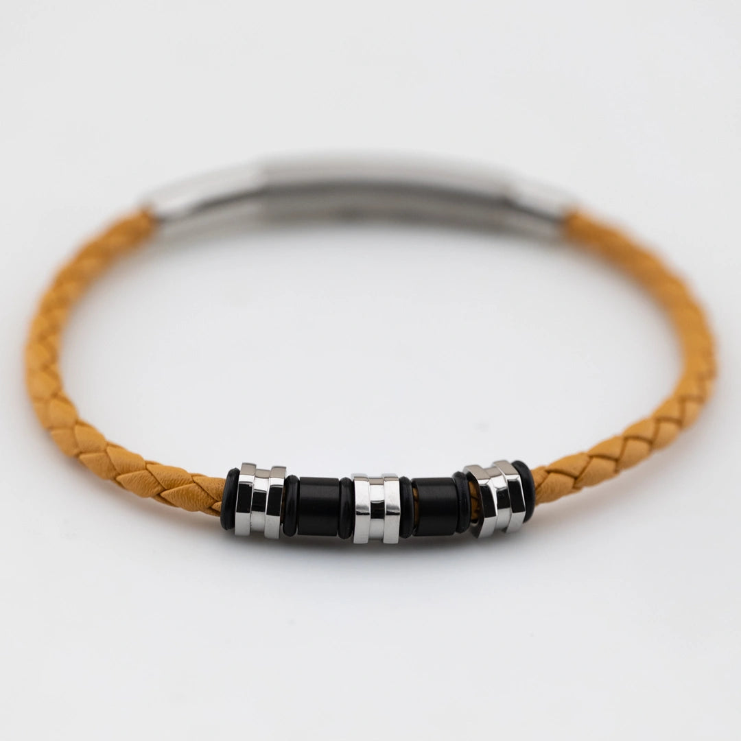 Bracciale Breil Wanderlust Acciaio, Silicone e Pelle Gialla TJ3796