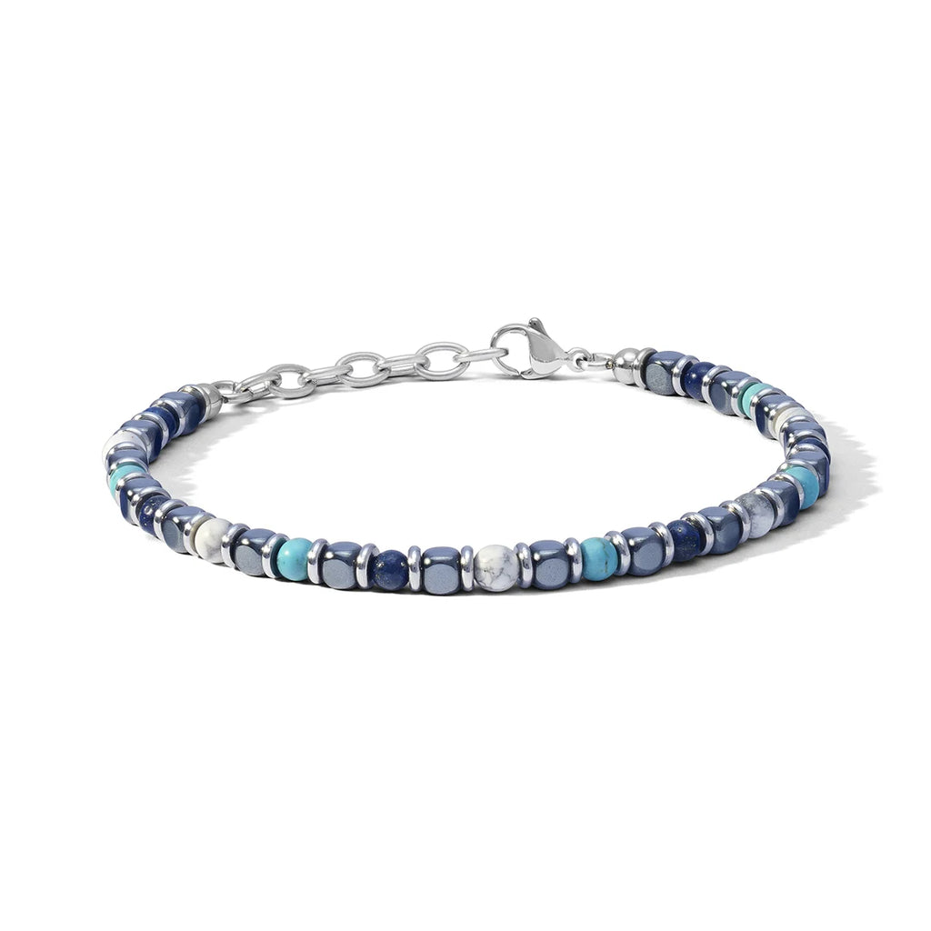 Bracciale Comete Acciaio Agata Blu Aulite Bianca Turchese Ematite UBR 1199