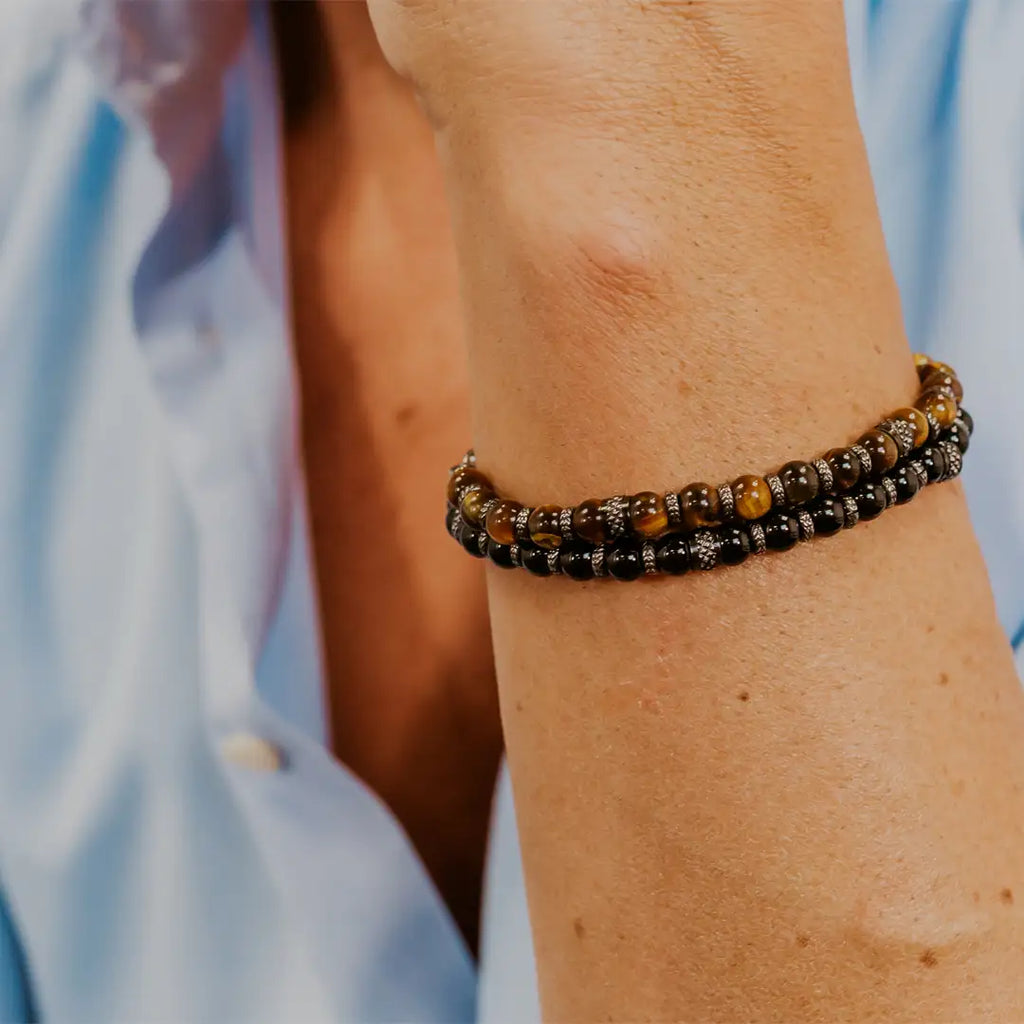 Bracciale Comete Acciaio PVD Gun Metal Labradorite Grigia UBR 1246