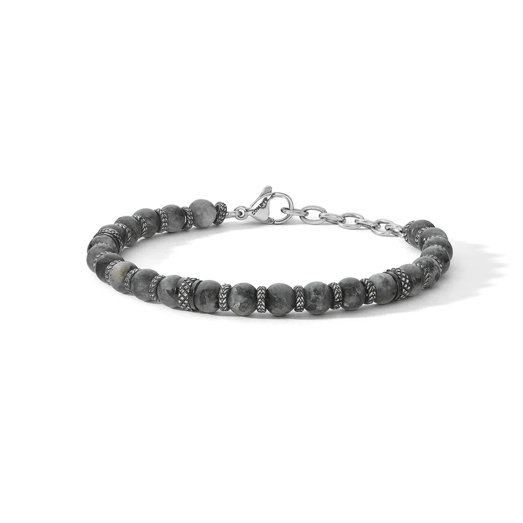 Bracciale Comete Acciaio PVD Gun Metal Labradorite Grigia UBR 1246