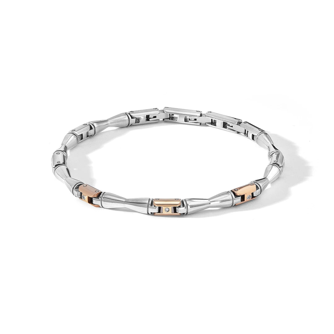 Bracciale Comete Acciaio PVD Rosè Diamanti Bianchi UBR 1114