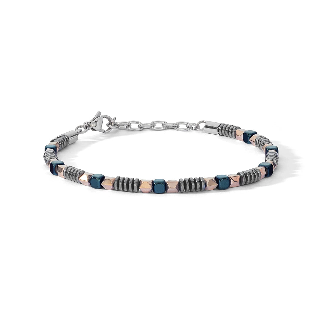 Bracciale Comete Gioielli Acciaio Ematite con PVD Blu e Rosé UBR 1227