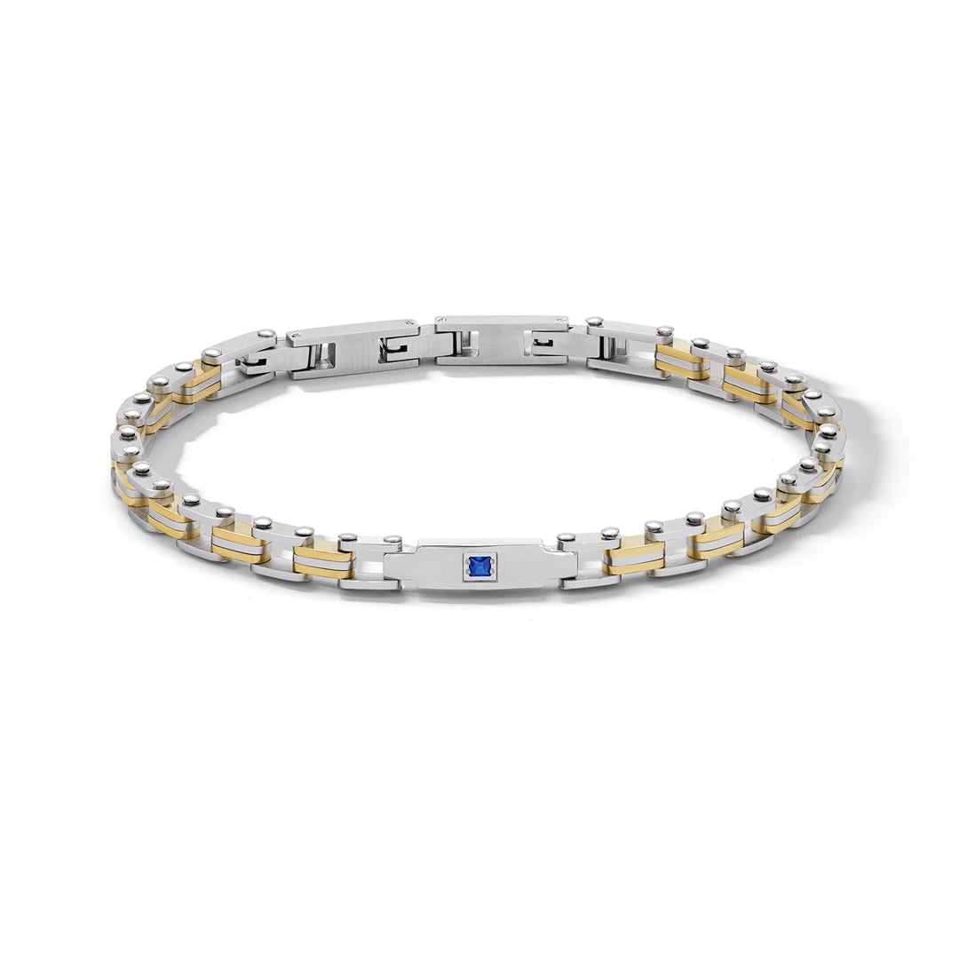 Bracciale Comete Gioielli Acciaio PVD Giallo e Zircone Blu UBR 1336